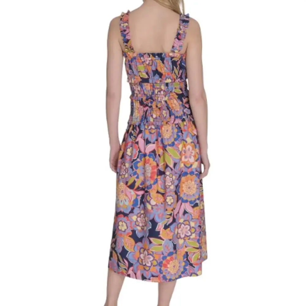 $138 Eliza J 100% Cotton Floral Print Midi Dress 20W NWT - Picture 6 of 12